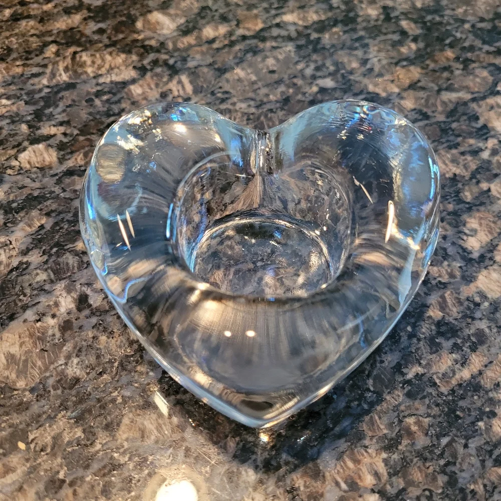 💜 NWOT Heavy Glass Heart candle holder